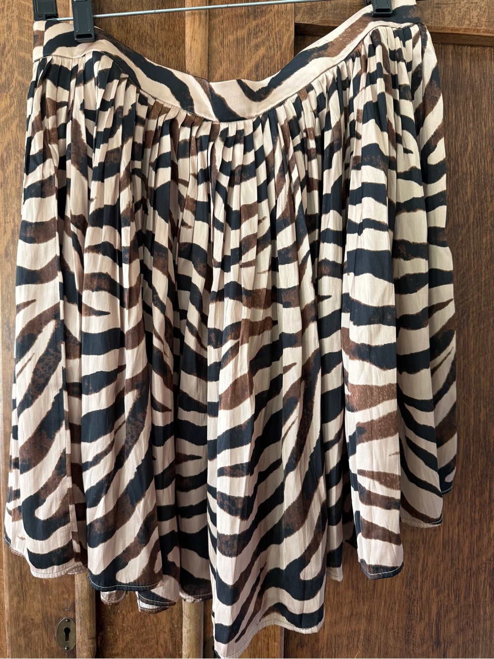 J. Crew Zebra-Print Circle Skirt in Black, Brown & Cream